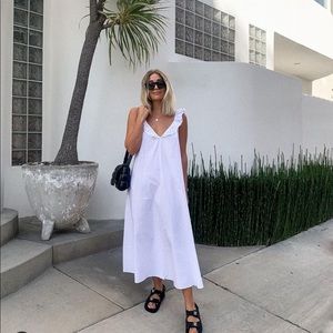 H&M Flounce Trim Poplin Dress Blogger Style XS